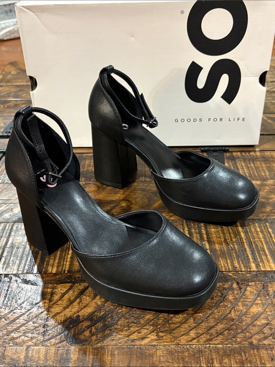 SO Shoes - SO Black Jinny Platform Block Heel Ankle-Strap Pumps